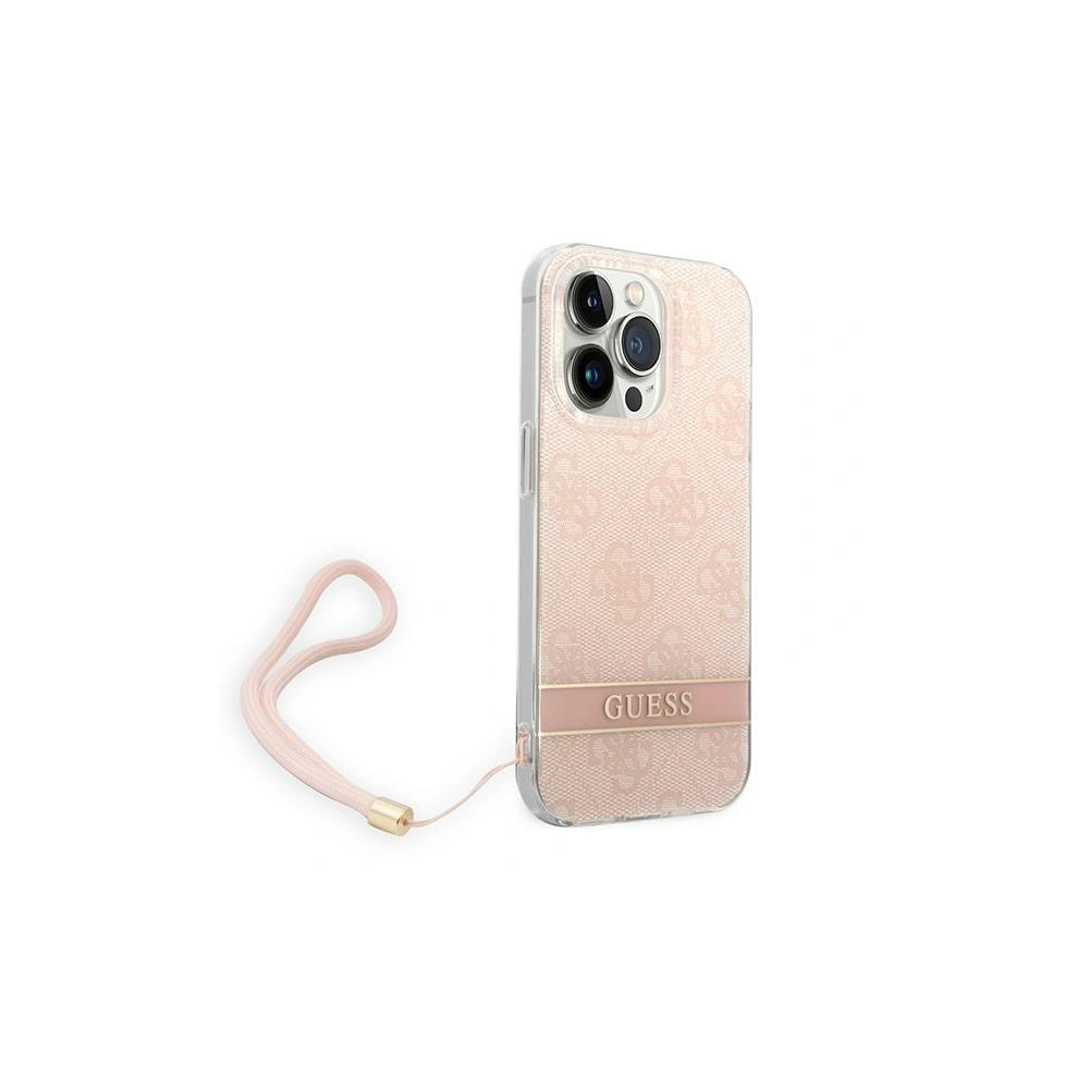 Etui Guess GUOHCP14XH4STP Apple iPhone 14 Pro Max różowy/pink hardcase 4G Print Strap