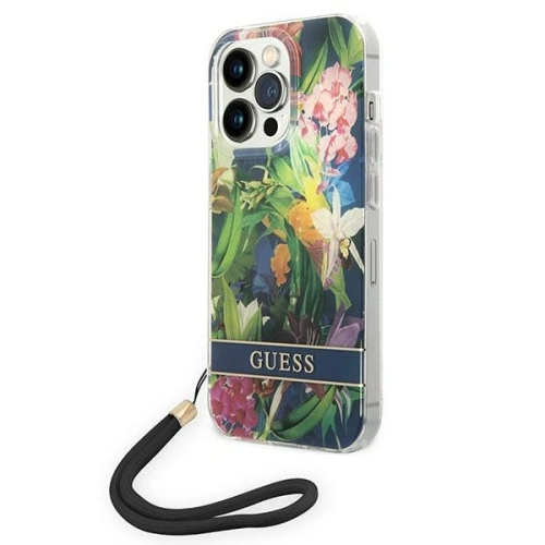 Kup Etui Guess GUOHCP14XHFLSB Apple iPhone 14 Pro Max kék/blue hardcase Flower Strap - GUE2181 - {ean13} - Sklep Home Screen