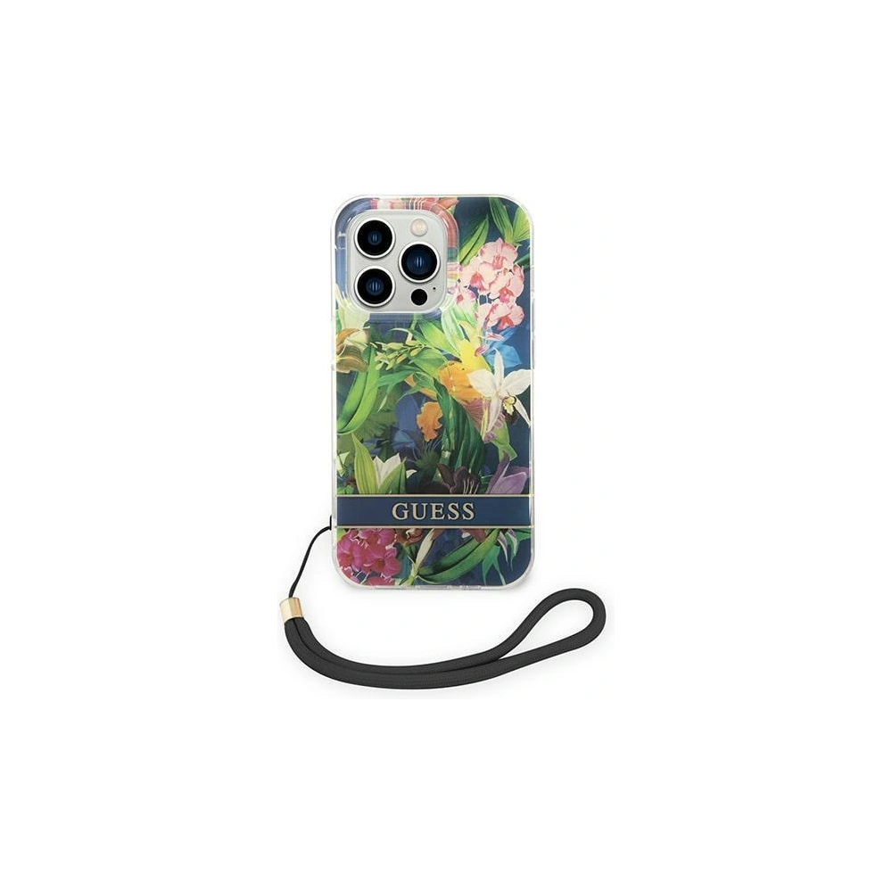 Etui Guess GUOHCP14XHFLSB Apple iPhone 14 Pro Max niebieski/blue hardcase Flower Strap
