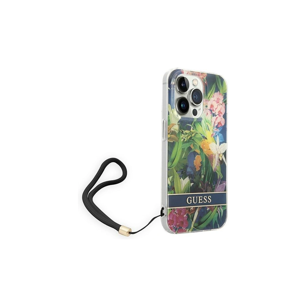 Etui Guess GUOHCP14XHFLSB Apple iPhone 14 Pro Max niebieski/blue hardcase Flower Strap
