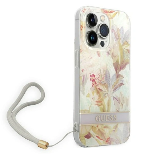 Kup Etui Guess GUOHCP14XHFLSU Apple iPhone 14 Pro Max fioletowy/purple hardcase Flower Strap - GUE2182 - {ean13} - Sklep Home Screen