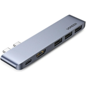Kup Hub UGREEN 2xUSB-C - USB-C PD (Thunderbolt 3, 100W, 4K@60 Hz, 10 Gbps)/HDMI 4K@30 Hz/3xUSB 3.0 für Apple MacBook Pro/Air grau - UGR1406 - {ean13} - Sklep Home Screen