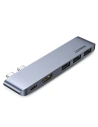 Hub UGREEN 2xUSB-C - USB-C PD (Thunderbolt 3, 100W, 4K@60 Hz, 10 Gbps)/HDMI 4K@30 Hz/3xUSB 3.0 pentru Apple MacBook Pro/Air gri