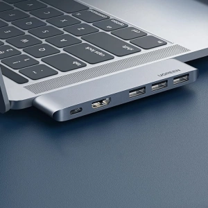 Kup Hub UGREEN 2xUSB-C - USB-C PD (Thunderbolt 3, 100W, 4K@60 Hz, 10 Gbps)/HDMI 4K@30 Hz/3xUSB 3.0 für Apple MacBook Pro/Air grau - UGR1406 - {ean13} - Sklep Home Screen