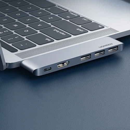 Kup Hub UGREEN 2xUSB-C - USB-C PD (Thunderbolt 3, 100W, 4K@60 Hz, 10 Gbps)/HDMI 4K@30 Hz/3xUSB 3.0 für Apple MacBook Pro/Air grau - UGR1406 - {ean13} - Sklep Home Screen
