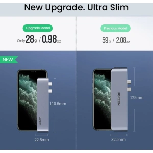 Kup Hub UGREEN 2xUSB-C - USB-C PD (Thunderbolt 3, 100W, 4K@60 Hz, 10 Gbps)/HDMI 4K@30 Hz/3xUSB 3.0 für Apple MacBook Pro/Air grau - UGR1406 - {ean13} - Sklep Home Screen