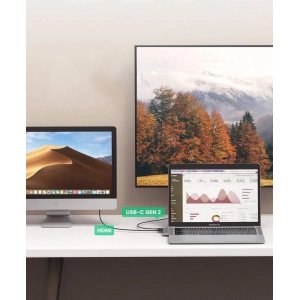 Kup Hub UGREEN 2xUSB-C - USB-C PD (Thunderbolt 3, 100W, 4K@60 Hz, 10 Gbps)/HDMI 4K@30 Hz/3xUSB 3.0 für Apple MacBook Pro/Air grau - UGR1406 - {ean13} - Sklep Home Screen