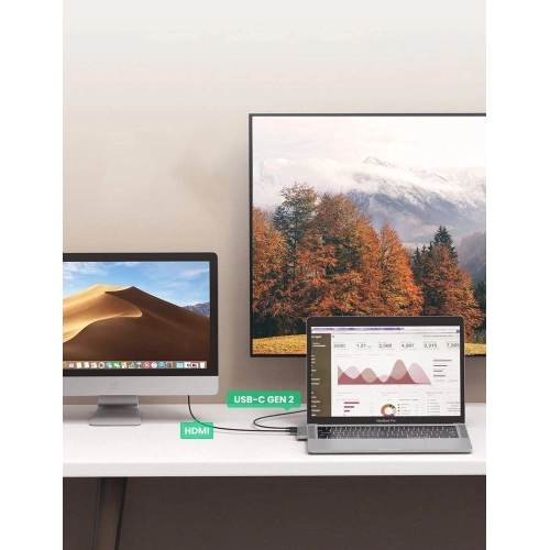 Kup Hub UGREEN 2xUSB-C - USB-C PD (Thunderbolt 3, 100W, 4K@60 Hz, 10 Gbps)/HDMI 4K@30 Hz/3xUSB 3.0 für Apple MacBook Pro/Air grau - UGR1406 - {ean13} - Sklep Home Screen