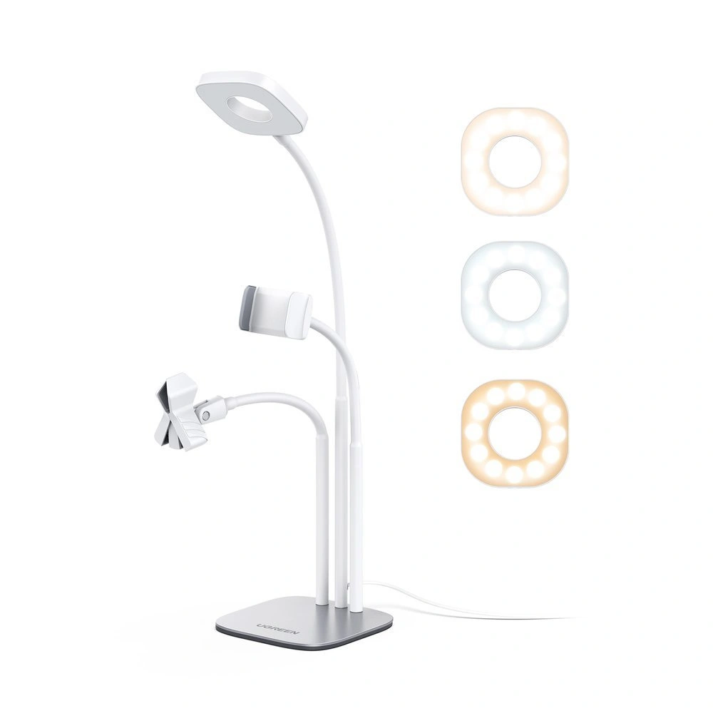 Statyw UGREEN do selfie lampa pierścieniowa LED ring biały