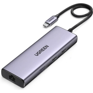 Kup Hub UGREEN CM490 9w1 USB-C - 2xUSB 3.2 Gen 1/USB 2.0/2xHDMI 4K 60Hz/SD-, TF-Kartenleser/USB-C PD 100W/Ethernet RJ45 grau - UGR1409 - {ean13} - Sklep Home Screen