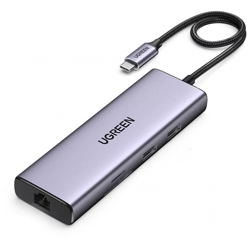 Kup Hub UGREEN CM490 9w1 USB-C - 2xUSB 3.2 Gen 1/USB 2.0/2xHDMI 4K 60Hz/czytnik kart SD, TF/USB-C PD 100W/Ethernet RJ45 szary - 6957303891191 - UGR1409 - Homescreen.pl