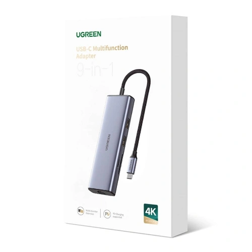 Buy UGREEN CM490 Hub 9in1 USB-C - 2xUSB 3.2 Gen 1/USB 2.0/2xHDMI 4K 60Hz/card reader SD, TF/USB-C PD 100W/Ethernet RJ45 gray - UGR1409 - {ean13} - Home Screen Store Europe