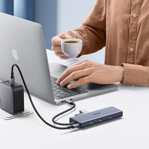 Kup Hub UGREEN CM490 9w1 USB-C - 2xUSB 3.2 Gen 1/USB 2.0/2xHDMI 4K 60Hz/SD-, TF-Kartenleser/USB-C PD 100W/Ethernet RJ45 grau - UGR1409 - {ean13} - Sklep Home Screen