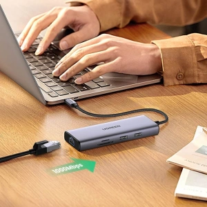 Kup Hub UGREEN CM490 9w1 USB-C - 2xUSB 3.2 Gen 1/USB 2.0/2xHDMI 4K 60Hz/SD-, TF-Kartenleser/USB-C PD 100W/Ethernet RJ45 grau - UGR1409 - {ean13} - Sklep Home Screen