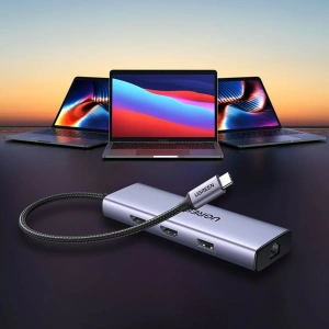Kup Hub UGREEN CM490 9w1 USB-C - 2xUSB 3.2 Gen 1/USB 2.0/2xHDMI 4K 60Hz/SD-, TF-Kartenleser/USB-C PD 100W/Ethernet RJ45 grau - UGR1409 - {ean13} - Sklep Home Screen