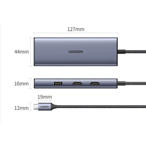 Kup Hub UGREEN CM490 9w1 USB-C - 2xUSB 3.2 Gen 1/USB 2.0/2xHDMI 4K 60Hz/SD-, TF-Kartenleser/USB-C PD 100W/Ethernet RJ45 grau - UGR1409 - {ean13} - Sklep Home Screen