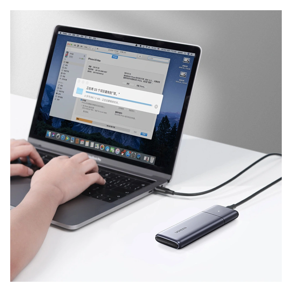 Obudowa SSD M.2 UGREEN CM389 NVMe/SATA USB 3.2 Gen 2 (10Gbps) szary + kabel USB/USB-C 0,5m + kabel USB-C - USB- C 0,5m