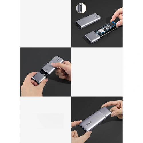 Kup Carcasa SSD M.2 UGREEN CM389 NVMe/SATA USB 3.2 Gen 2 (10Gbps) gri + cablu USB/USB-C 0,5m + cablu USB-C - USB-C 0,5m - UGR1410 - {ean13} - Sklep Home Screen