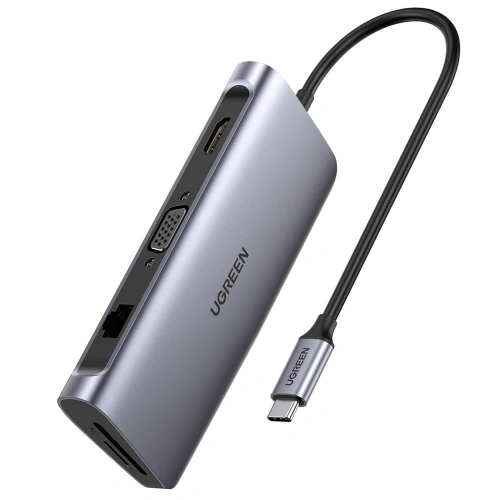 Kup Hub UGREEN CM179 9w1 USB-C - 3x USB 3.2 Gen/HDMI (4K@60Hz)/VGA (Full HD@60Hz)/Ethernet/čtečka karet TF, SD/USB-C PD 100W šedý - UGR1411 - {ean13} - Sklep Home Screen
