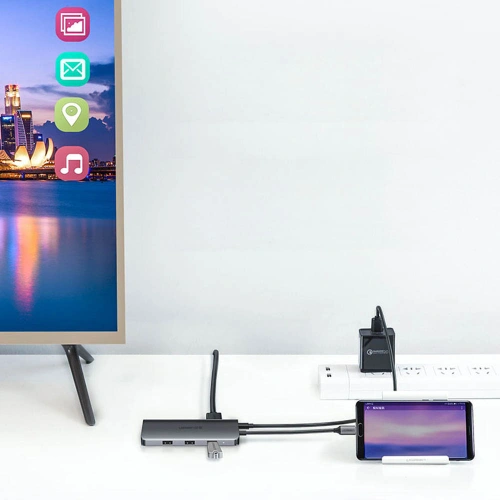 Kup Hub UGREEN CM179 9w1 USB-C - 3x USB 3.2 Gen/HDMI (4K@60Hz)/VGA (Full HD@60Hz)/Ethernet/czytnik kart TF, SD/USB-C PD 100W szary - UGR1411 - {ean13} - Sklep Home Screen