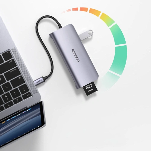 Kup Hub UGREEN CM179 9w1 USB-C - 3x USB 3.2 Gen/HDMI (4K@60Hz)/VGA (Full HD@60Hz)/Ethernet/čtečka karet TF, SD/USB-C PD 100W šedý - UGR1411 - {ean13} - Sklep Home Screen