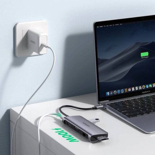 Kup Hub UGREEN CM179 9w1 USB-C - 3x USB 3.2 Gen/HDMI (4K@60Hz)/VGA (Full HD@60Hz)/Ethernet/čtečka karet TF, SD/USB-C PD 100W šedý - UGR1411 - {ean13} - Sklep Home Screen