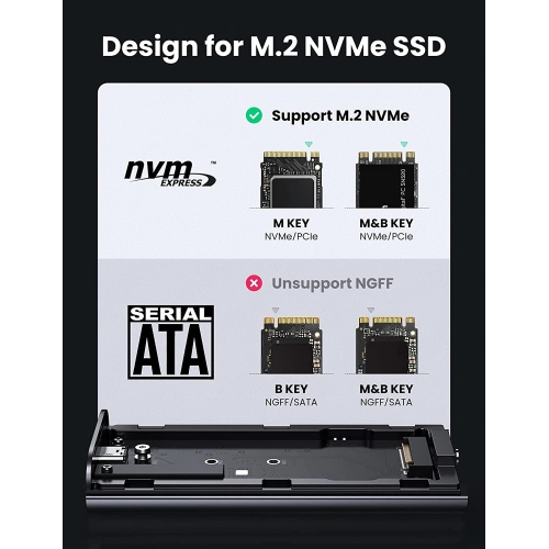 Kup Obudowa SSD UGREEN CM374 NVMe/PCIe USB 3.2 Gen 2x2 (SuperSpeed USB 20 Gbps) M.2 (M, M&B key) + kabel USB-C czarny - UGR1412 - {ean13} - Sklep Home Screen