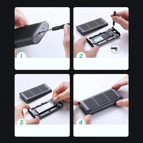 Kup Obudowa SSD UGREEN CM374 NVMe/PCIe USB 3.2 Gen 2x2 (SuperSpeed USB 20 Gbps) M.2 (M, M&B key) + kabel USB-C czarny - UGR1412 - {ean13} - Sklep Home Screen