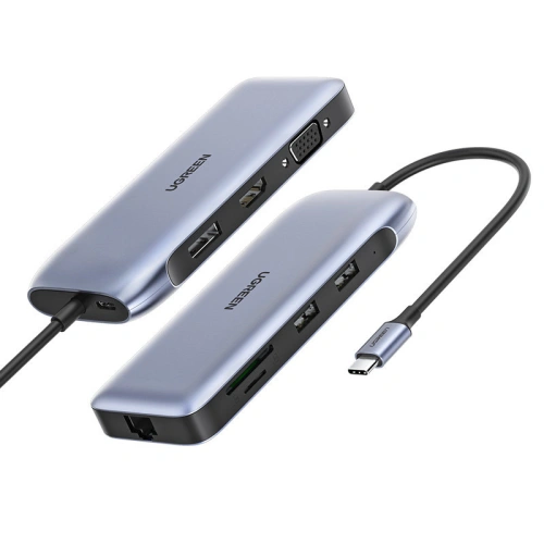Buy UGREEN CM274 Hub 9in1 USB-C - HDMI/DP/VGA/2xUSB/RJ45/Ethernet/SD, TF card reader/USB-C PD 100W gray - UGR1413 - {ean13} - Home Screen Store Europe