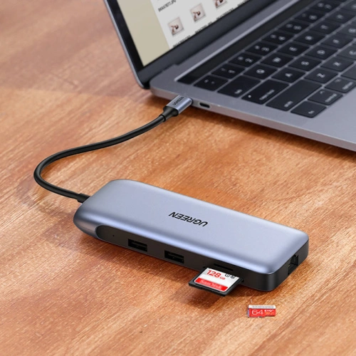 Buy UGREEN CM274 Hub 9in1 USB-C - HDMI/DP/VGA/2xUSB/RJ45/Ethernet/SD, TF card reader/USB-C PD 100W gray - UGR1413 - {ean13} - Home Screen Store Europe