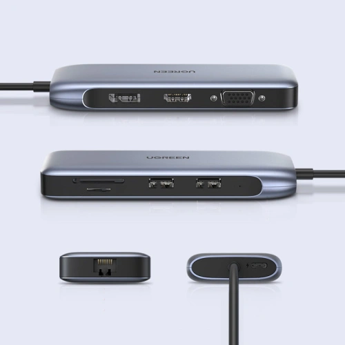 Buy UGREEN CM274 Hub 9in1 USB-C - HDMI/DP/VGA/2xUSB/RJ45/Ethernet/SD, TF card reader/USB-C PD 100W gray - UGR1413 - {ean13} - Home Screen Store Europe