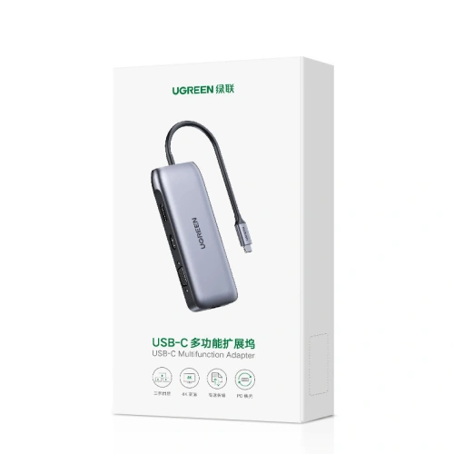 Buy UGREEN CM274 Hub 9in1 USB-C - HDMI/DP/VGA/2xUSB/RJ45/Ethernet/SD, TF card reader/USB-C PD 100W gray - UGR1413 - {ean13} - Home Screen Store Europe