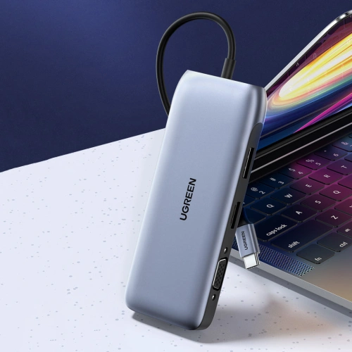Buy UGREEN CM274 Hub 9in1 USB-C - HDMI/DP/VGA/2xUSB/RJ45/Ethernet/SD, TF card reader/USB-C PD 100W gray - UGR1413 - {ean13} - Home Screen Store Europe