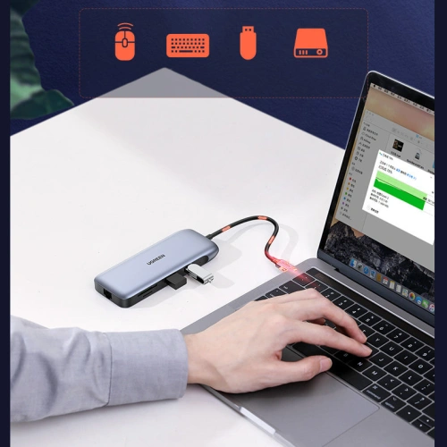 Buy UGREEN CM274 Hub 9in1 USB-C - HDMI/DP/VGA/2xUSB/RJ45/Ethernet/SD, TF card reader/USB-C PD 100W gray - UGR1413 - {ean13} - Home Screen Store Europe
