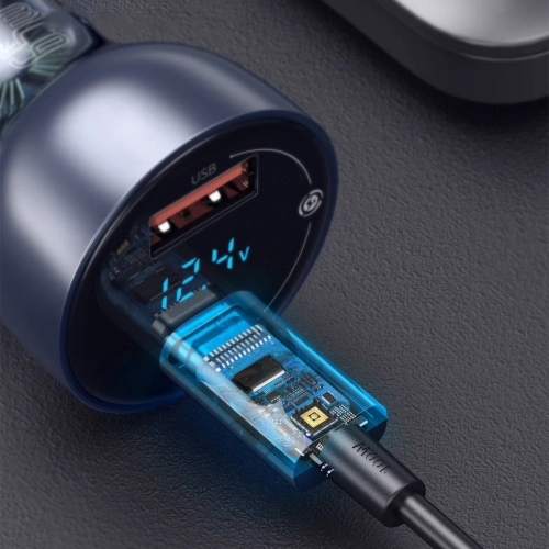 Kup Auto-Ladegerät Baseus USB/USB-C 65W 5A SCP QC 4.0+ PD 3.0 LCD-Display + USB-C/USB-C-Kabel grau - BSU3585 - {ean13} - Sklep Home Screen