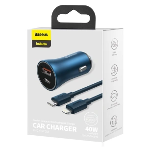 Kup Ładowarka samochodowa Baseus Golden Contactor Pro USB-C/USB 40W PD 3.0 QC 4.0+ SCP FCP AFC + kabel USB-C/Lightning niebieski - BSU3587 - {ean13} - Sklep Home Screen