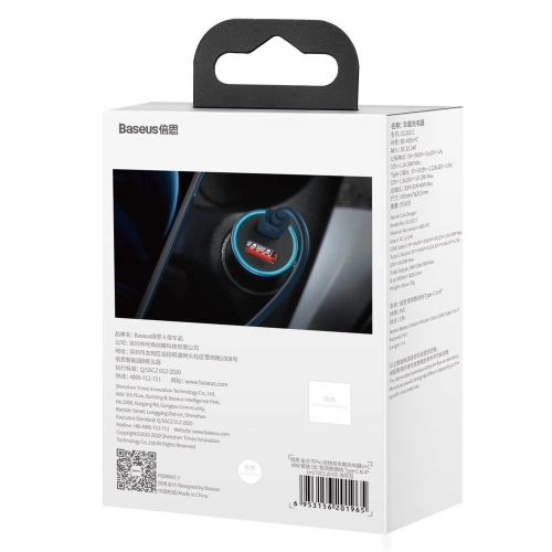 Kup Ładowarka samochodowa Baseus Golden Contactor Pro USB-C/USB 40W PD 3.0 QC 4.0+ SCP FCP AFC + kabel USB-C/Lightning niebieski - BSU3587 - {ean13} - Sklep Home Screen
