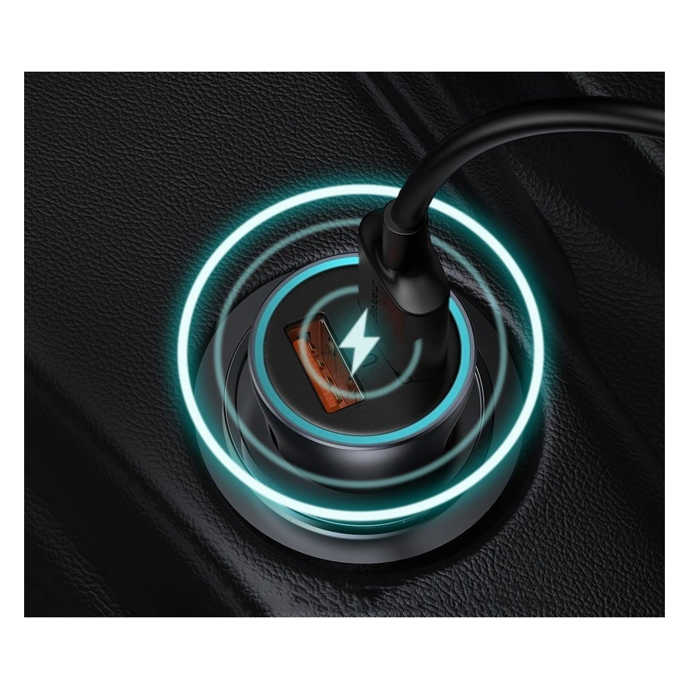 Ładowarka samochodowa Baseus Golden Contactor Pro USB-C/USB 40W PD 3.0 QC 4.0+ SCP FCP AFC + kabel USB-C/Lightning niebieski