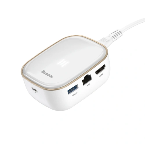 Kup Hub Baseus 6in1 USB-C/Kartenleser/externe Netzwerkkarte/USB 3.0/RJ45/HDMI/SD/micro SD PD 60W weiß - BSU3591 - {ean13} - Sklep Home Screen