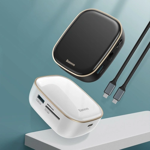 Kup Hub Baseus 6in1 USB-C/Kartenleser/externe Netzwerkkarte/USB 3.0/RJ45/HDMI/SD/micro SD PD 60W weiß - BSU3591 - {ean13} - Sklep Home Screen