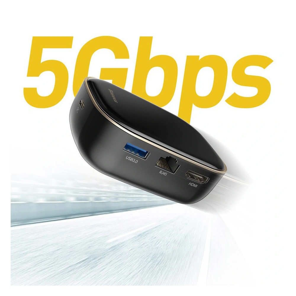 Hub Baseus 6in1 USB-C/czytnik kart pamięci/zewnętrzna karta sieciowa/USB 3.0/RJ45/HDMI/SD/micro SD PD 60W biały