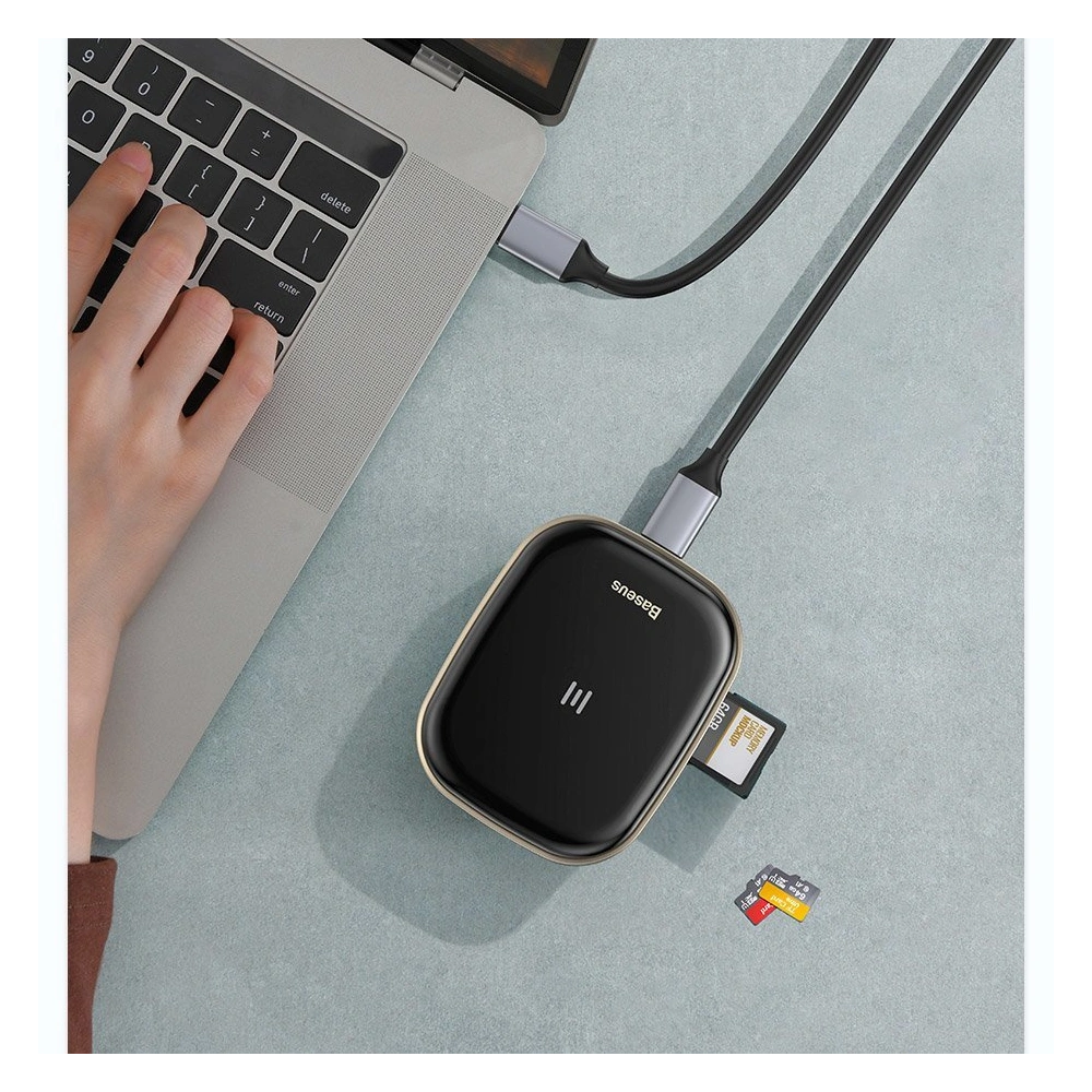 Hub Baseus 6in1 USB-C/czytnik kart pamięci/zewnętrzna karta sieciowa/USB 3.0/RJ45/HDMI/SD/micro SD PD 60W biały
