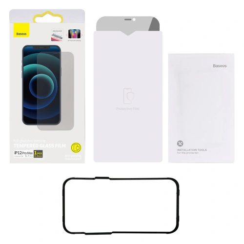 Kup Datenschutzglas Baseus für Apple iPhone 12 Pro Max mit Lautsprecherschutz + Positionierer (case friendly) - BSU3592 - {ean13} - Sklep Home Screen