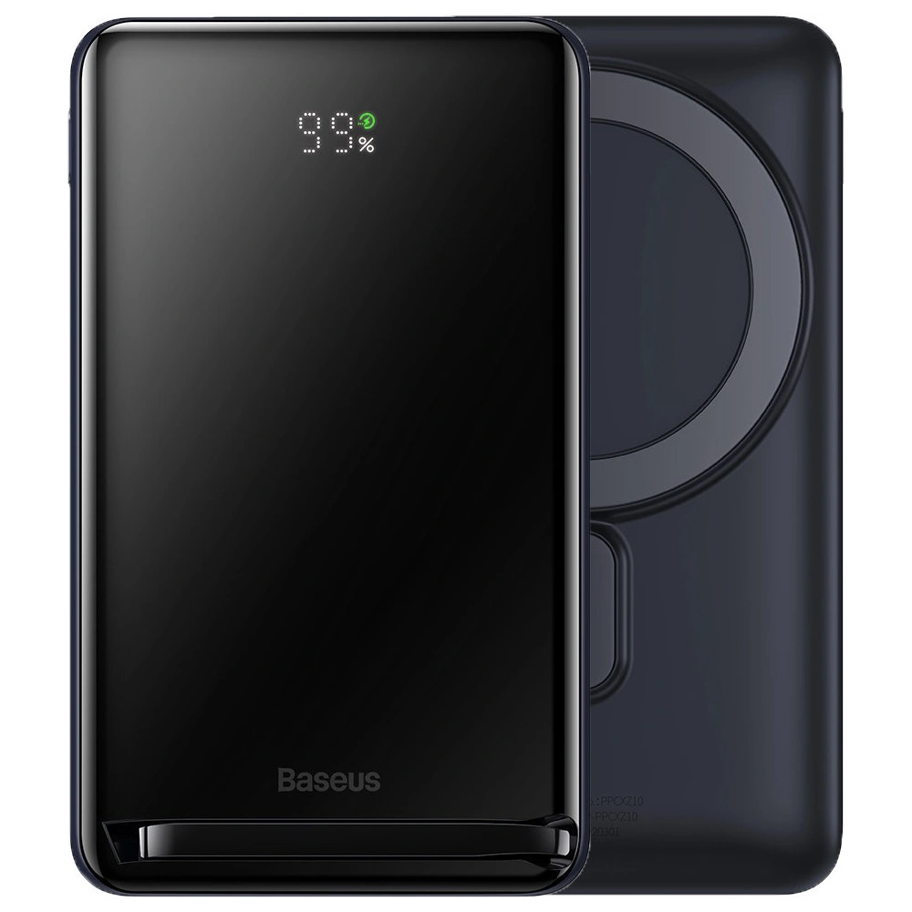 Powerbank Baseus Magnetic Bracket Wireless Charge MagSafe 10000mAh 20W granatowy + kabel USB-C Baseus Xiaobai Series 60W 0,5m