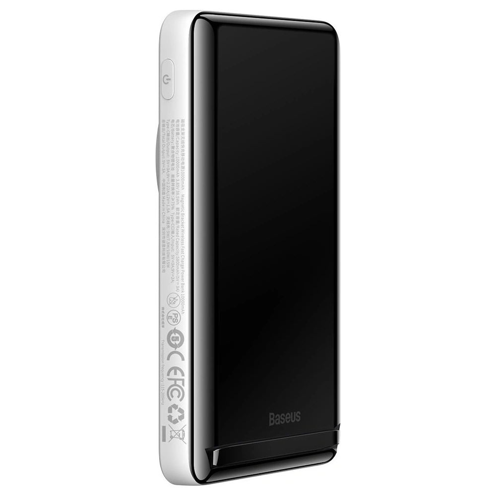 Powerbank Baseus Magnetic Bracket Wireless Charge MagSafe 10000mAh 20W biały + kabel USB-C Baseus Xiaobai Series 60W 0,5m