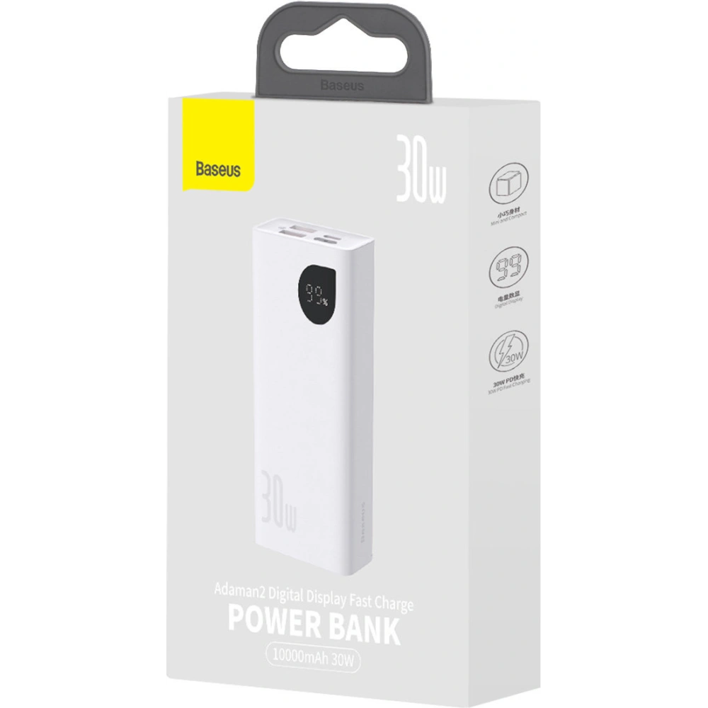 Powerbank Baseus Adaman2 10000mAh 30W 2xUSB/1xUSB-C PD QC SCP biały