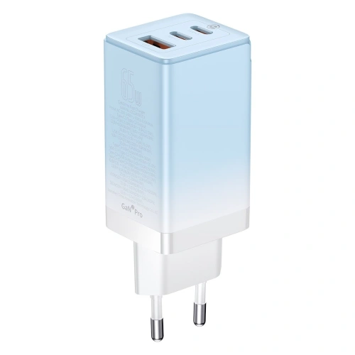 Kup GaN-Netzteil Baseus 2xUSB-C/USB 65W QC PD blau + USB-C-Kabel 100W 1m blau - BSU3598 - {ean13} - Sklep Home Screen