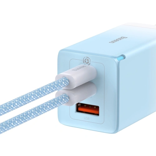 Kup GaN-Netzteil Baseus 2xUSB-C/USB 65W QC PD blau + USB-C-Kabel 100W 1m blau - BSU3598 - {ean13} - Sklep Home Screen