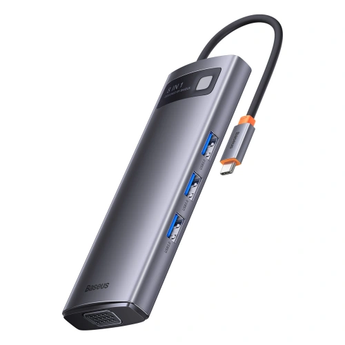 Kup Hub Baseus Metal Gleam Series 8in1 USB-C - HDMI/3xUSB 3.2 Gen. 1/Power Delivery/SD-Kartenleser/TF-Kartenleser/VGA grau - BSU3599 - {ean13} - Sklep Home Screen