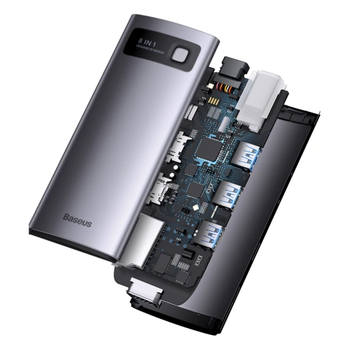 Kup Hub Baseus Metal Gleam Series 8in1 USB-C - HDMI/3xUSB 3.2 Gen. 1/Power Delivery/SD-Kartenleser/TF-Kartenleser/VGA grau - BSU3599 - {ean13} - Sklep Home Screen